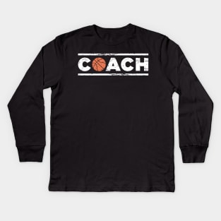Retro Distressed Basketball Coach Icon Kids Long Sleeve T-Shirt